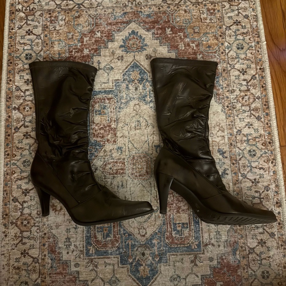 Vintage Franco Sarto Elegant Black Faux Leather Women's Boots